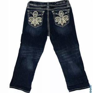 LA IDOL Thick Stitch Bling Cropped Jeans 29x20